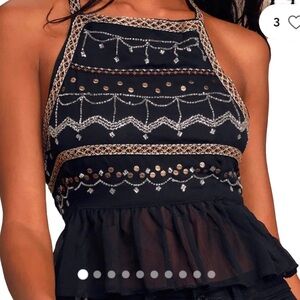 Free People Beaded Embroidered Blouse